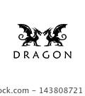 Illustration creative mythical dragon silhouettes flat design 143808721