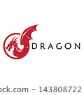 Illustration creative mythical dragon silhouettes flat design 143808722