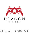 Illustration creative mythical dragon silhouettes flat design 143808724