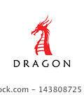 Illustration creative mythical dragon silhouettes flat design 143808725