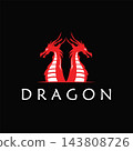 Illustration creative mythical dragon silhouettes flat design 143808726