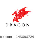 Illustration creative mythical dragon silhouettes flat design 143808729