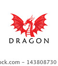 Illustration creative mythical dragon silhouettes flat design 143808730