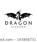 Illustration creative mythical dragon silhouettes flat design 143808731