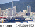 The luxury cruise ship "Luminara," operated by The Ritz-Carlton Yacht Collection, is currently docked at Kobe Port. 143809452