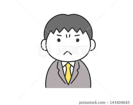 A man in a suit with a displeased expression (round face) 143809685