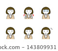 Woman in a suit (round face) expression set 1 143809931