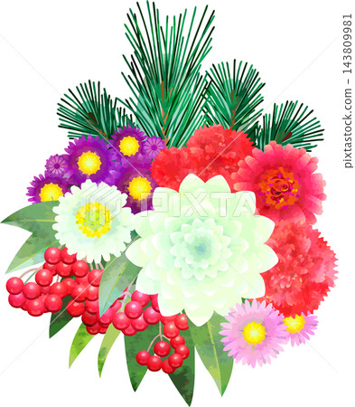 新年花束 - 水彩風格向量圖 新年花束 - 水彩風格向量圖 143809981