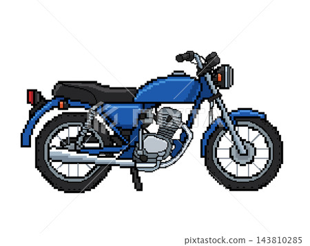 摩托車像素畫（藍色） 143810285