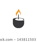 Minimalist burning candle flame icon 143811503