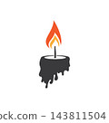 Minimalist burning candle flame icon 143811504