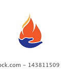 Hand and flame logo 143811509
