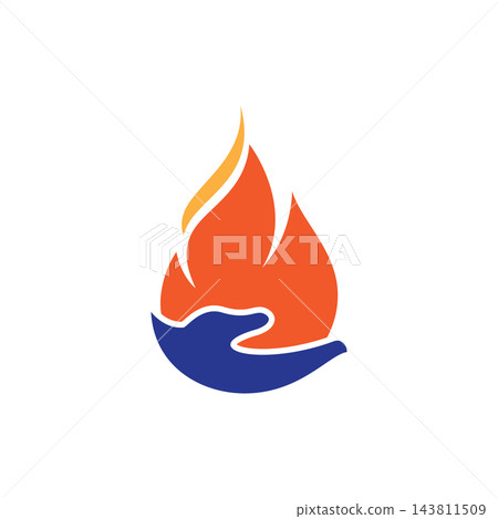 Hand and flame logo 143811509