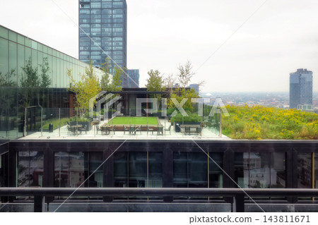 Landscaped Rooftop Terrace with Outdoor Seating in Chicago Landscaped Rooftop Terrace with Outdoor Seating in Chicago 143811671