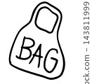 Hand drawn shopping tote bag outline for grocery shopping, supermarket, market, mart, picnic, spring, summer, no plastic bag, fashion, accessory, department store, what's in my bag, women, colouring 143811999