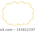 Illustration featuring a golden, glittering particle motif and a cloud-shaped frame. 143812197