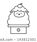 一幅單色插圖，描繪了一隻綿羊變成鏡餅（年糕供品）。 143812301