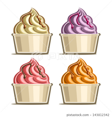 Vector Ice Cream Set in paper cup 143812342