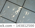 Sunlight filtering through trees and shadows on a tiled floor: a refreshing background texture. 143812500