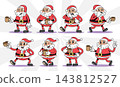 Sleepy santa claus holding coffee mug retro 1930s style rubber hose cartoon characters set for christmas coffee time, Vector illustration. 143812527