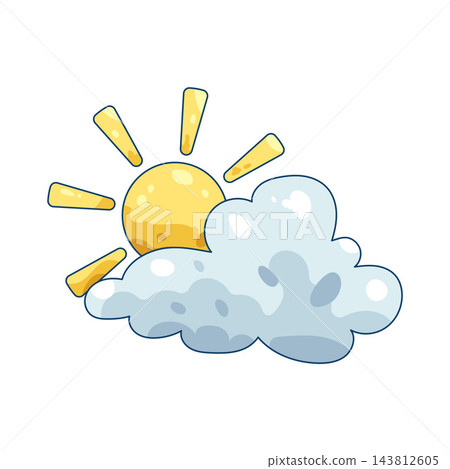 Illustration of sun behind cloud Illustration of sun behind cloud 143812605