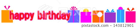 Happy Birthday present banner with white background Happy Birthday present banner with white background 143812901