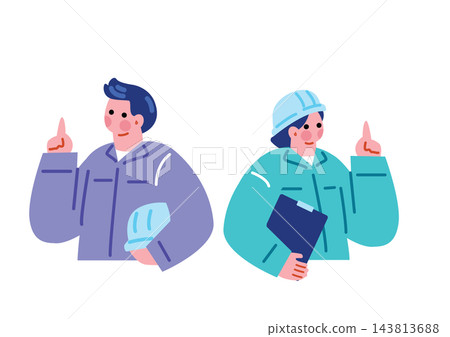 一組描繪建築業從業人員的插圖。 一組描繪建築業從業人員的插圖。 143813688