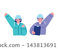 一組描繪建築業從業人員的插圖。 143813691