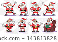 Santa Claus retro 1930s style rubber hose cartoon characters set for christmas design, Vector illustration. 143813828