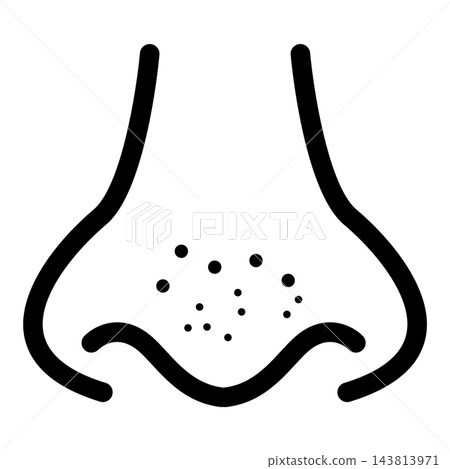 Nose with acne icon. Nose teen problems sign. Nose with black spots symbol. dermatology hygiene concept. flat style. 143813971
