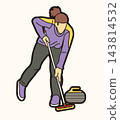 Curling Sport Female Player Action Cartoon Graphic Vector 143814532