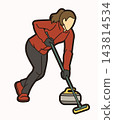 Curling Sport Female Player Action Cartoon Graphic Vector 143814534