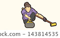 Curling Sport Female Player Action Cartoon Graphic Vector 143814535