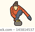Curling Sport Female Player Action Cartoon Graphic Vector 143814537