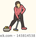 Curling Sport Female Player Action Cartoon Graphic Vector 143814538