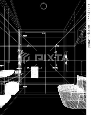 modern bathrooms interior design   japanese muji style, 3d rendering 143814773