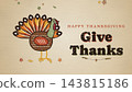 Turkey Give Thanks Linocut Title Card 143815186