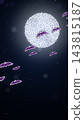 Halloween bats rise toward a pale moon high above 143815187