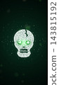 Grinning skull opens its jaw then crumbles into dust 143815192