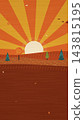 Autumn Sunburst Hills Retro Illustration Backdrop 143815195