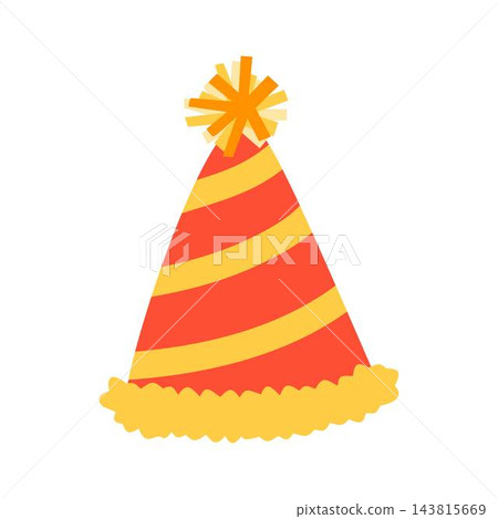 striped yellow party hat illustration striped yellow party hat illustration 143815669