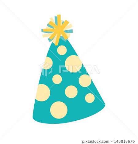 turquoise party hat with polkadots illustration 143815670