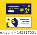 International Banking Day Flat Cartoon Social Media Banner Design 143817001