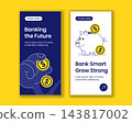 Social Media Vertical Banner for International Banking Day Cartoon Background 143817002
