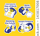 0 Social Media Label International Banking Day Flat Cartoon Background Illustration 143817008