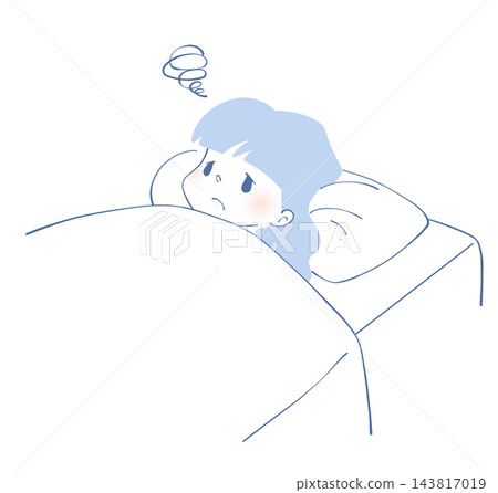 一幅無法入睡的女性插圖 143817019