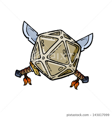 D20 dice twin swords, hand drawn blank die crossed blades, orange tassels icon. Fantasy rpg tabletop battle emblem, dice twenty sides beige steel. D20 dice twin swords duel D20 dice twin swords, hand drawn blank die crossed blades, orange tassels icon. Fantasy rpg tabletop battle emblem, dice twenty sides beige steel. D20 dice twin swords duel 143817099