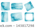 Blue Watercolor Shapes and Brush Strokes on White Background Blue Watercolor Shapes and Brush Strokes on White Background 143817298