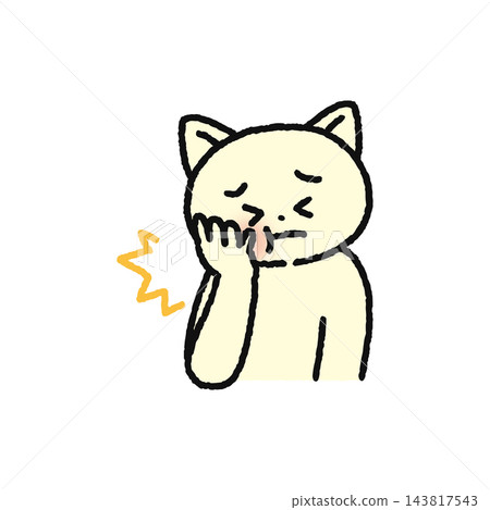 A cat holding its cheek with its paw because it has a toothache. A cat holding its cheek with its paw because it has a toothache. 143817543