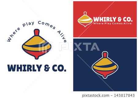 Classic spinning top toy logo with text and tagline, playful design for toy stores and children's brands vector design inspiration 143817843